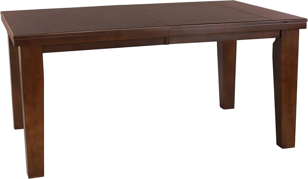 Dark Oak Dining Table Set with 4 Side Chairs and Self-Storing Leaf R58557