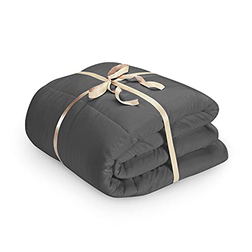 Queen Size Down Alternative Comforter, Box Stitched, Gray F44892