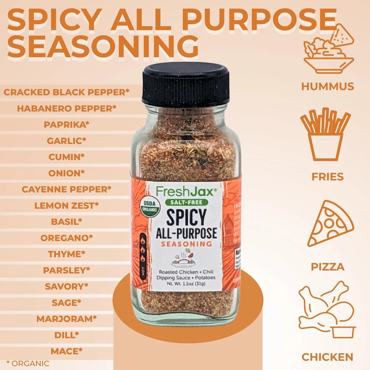 Hot & Spicy Seasoning Gift Set, Pack of 5 Organic Spices for Cooking Y210