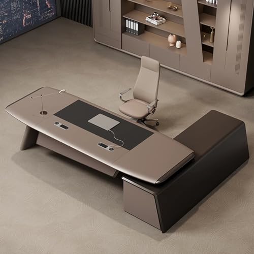 Executive Desk with Drawer, Storage Cabinet and USB Outlet V7752
