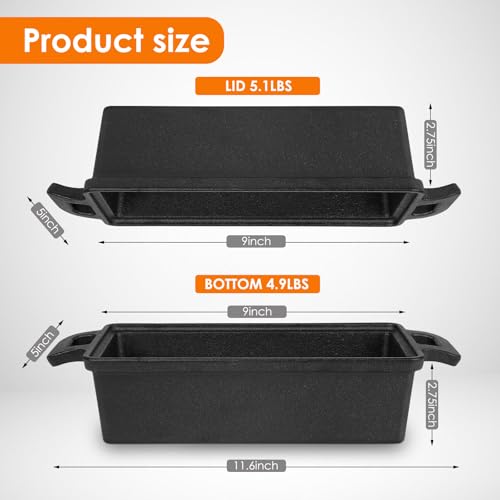 Cast Iron Loaf Pan with Lid, 2-Piece Set for Bread and Cake Y95418