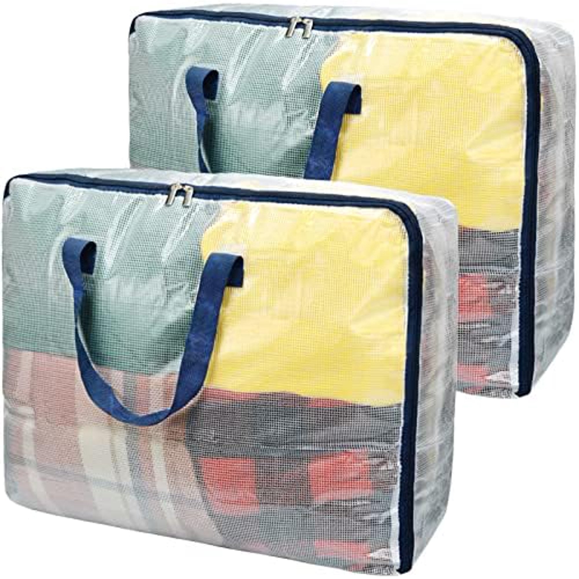 Clear Storage Bags with Zipper, 75L Extra Large Capacity - Closet, Underbed Storage Organizer for Clothes, Bedding, Comforter, Toys, Pillow &amp; Blanket (2)