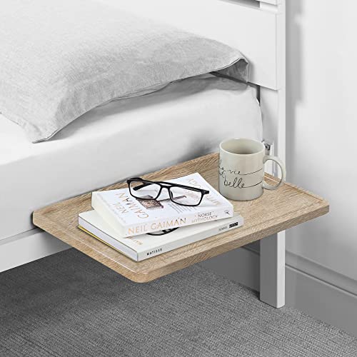 SunnyPoint Bedside Shelf, Office Divider Shelf; Clamp on Shelf for Bunk Bed, Lofts & Bed Frame. (Standard - 13.78" X 9.84" X 2.21", Dark Oak)
