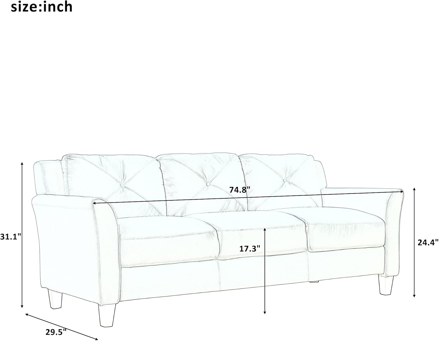 3 Piece Living Room Furniture Set Sofa Loveseat Chair Gray T4515
