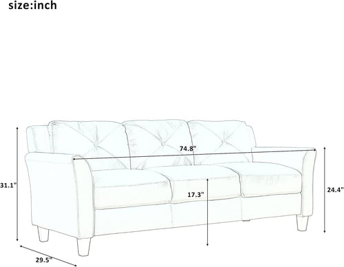 3 Piece Living Room Furniture Set Sofa Loveseat Chair Gray T4515