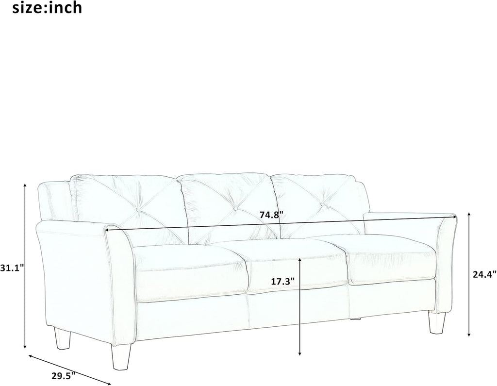 Button Tufted 3-Piece Living Room Sofa Set with Loveseat and Chair I85154