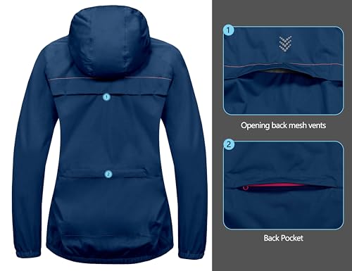 Women's Rain Cycling Stretch Jacket with Hood, Windproof and Waterproof N142101