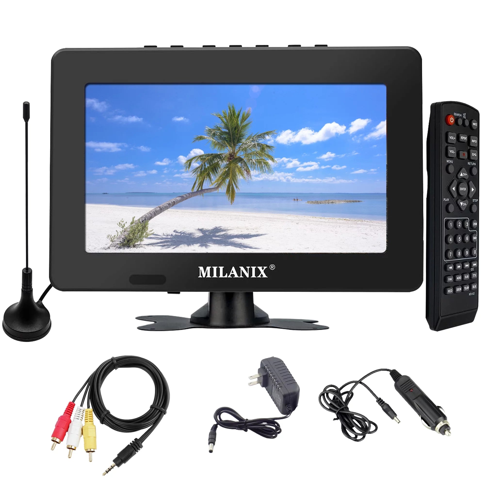 7" Portable TV with Rechargeable Battery, Remote Control, and Digital Tuner U6071