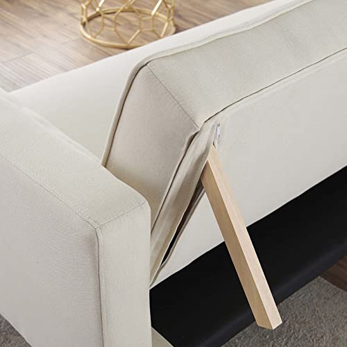 Convertible Futon Sofa Bed with 2 Throw Pillows, Beige M121