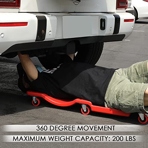 Low Profile Automotive Creeper with Padded Headrest, Red U80837