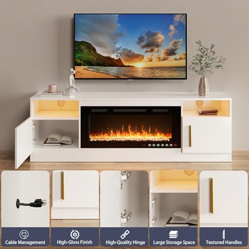 Electric Fireplace TV Stand for Living Room, Fits Up to 80" TVs Q985446