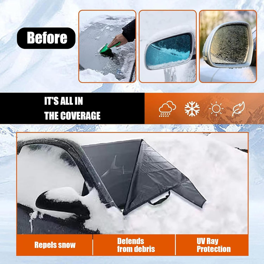 Car Windshield Snow Cover with Ice Guard, UV Protection, Universal Fit for Cars SUVs Trucks X529