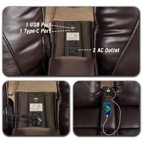 Electric Recliner Loveseat Sofa with Storage Armrest and Cup Holder P9552