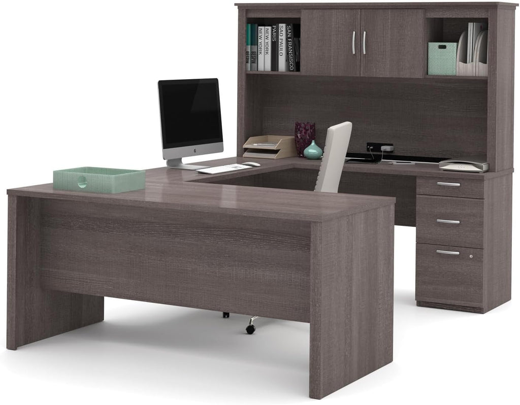 U-Shaped Executive Desk with Pedestal and Hutch P496