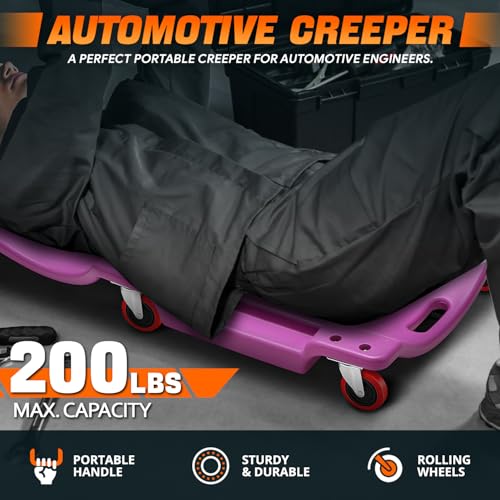 Low Profile Automotive Creeper with Padded Headrest, Red U80837