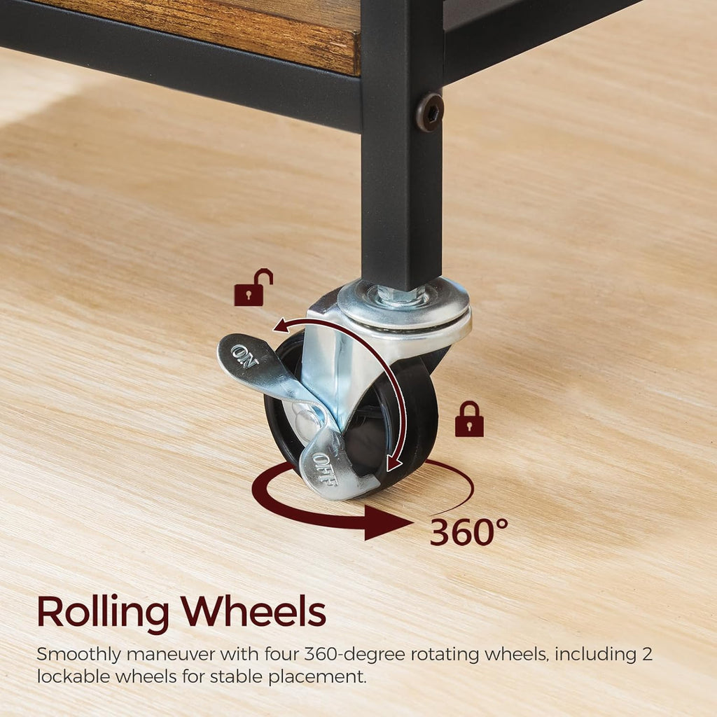 Printer Stand with Storage Drawer, 2-Tier Rolling Cart, Lockable Wheels G59730