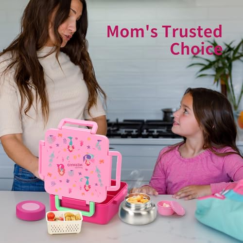 Kids Lunch Box with Thermos, 4 Compartments, Insulated, Drop-Proof, Dishwasher Safe I175