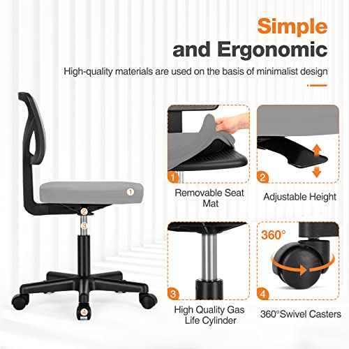 Mesh Low Back Task Chair with Wheels, Adjustable Height Swivel, Black F7604