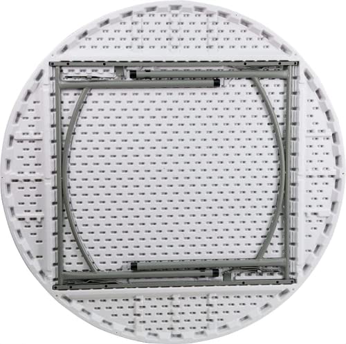 72" Round Folding Table, White Plastic, Heavy-Duty for Events M141352