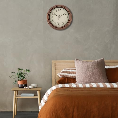 Retro Silent Non-Ticking Round Wall Clock, Battery Operated, 12 inch R149160