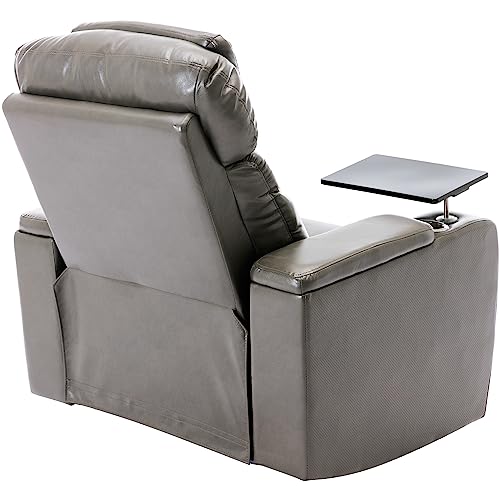 PU Leather Power Recliner Chair with Hidden Arm Storage, Swivel Tray, USB and LED for Living Room N162