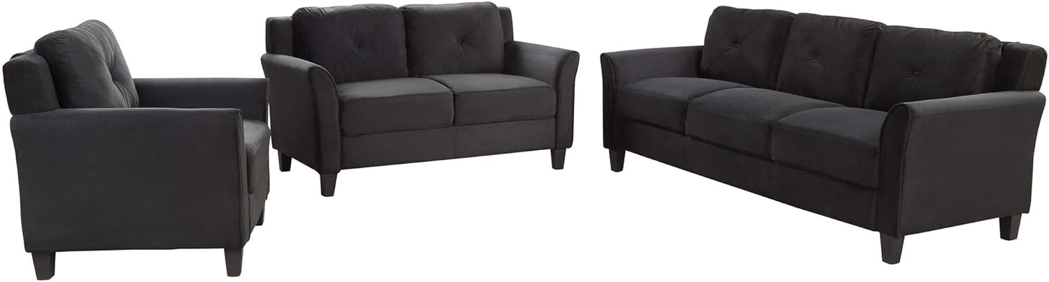 Button Tufted 3-Piece Living Room Sofa Set with Loveseat and Chair I85154