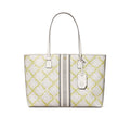Tory Burch T Monogram Canvas Floral Vine Top-Zip Tote Bag