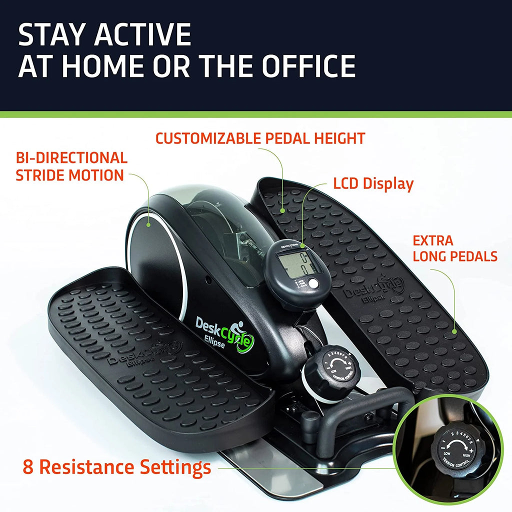 Under Desk Elliptical Machine - Compact Seated Elliptical for Working, Black Y52611