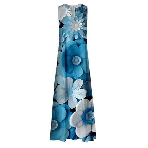 Boho Floral Print Sleeveless Sundress with Pockets M983170