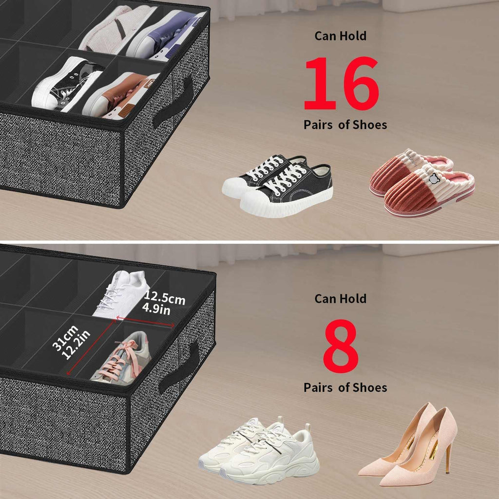 Under Bed Shoe Storage Organizer with Clear Window, Foldable O7276