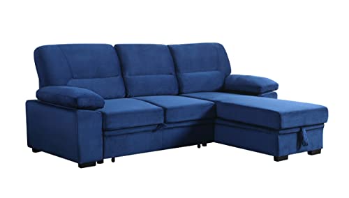 82 Inch Convertible L Shaped Sleeper Sectional Sofa Linen with Storage Chaise, Pull Out Bed,Reversible Corner Couch Design, Black Grey