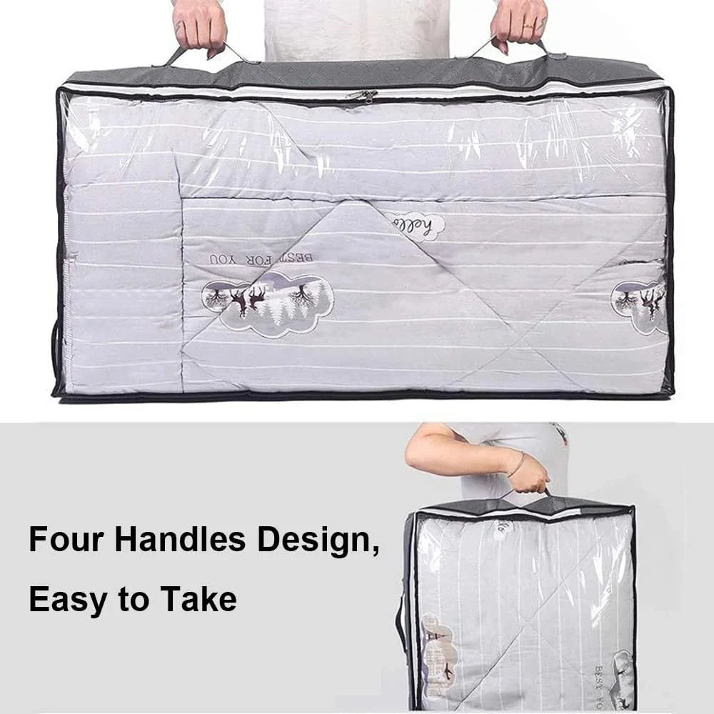 Under Bed Storage Bags with Clear Window and Handles, 4-Pack, Black H390065