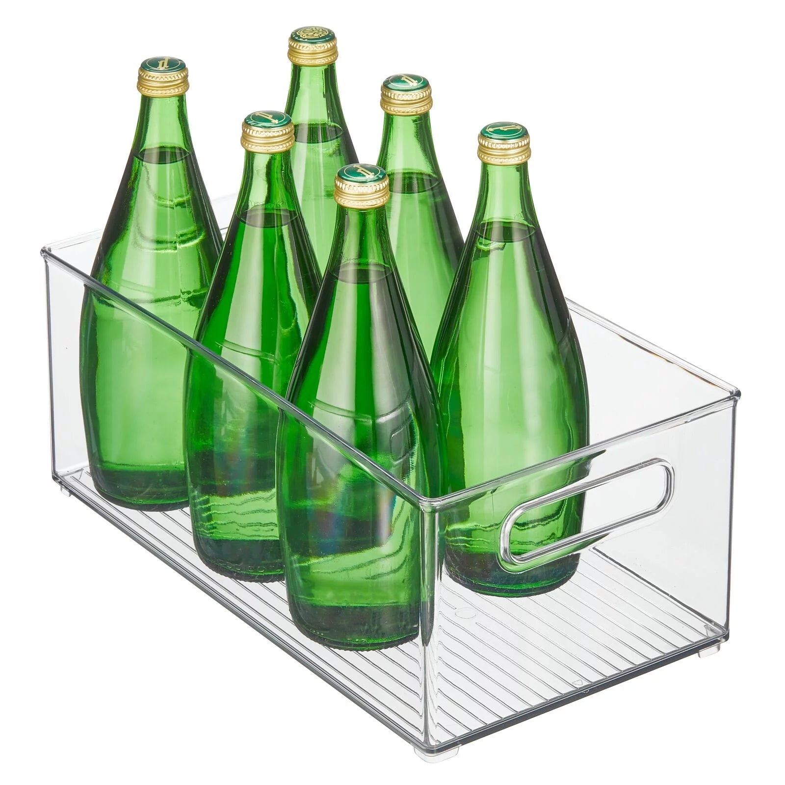 mDesign Large Deep Plastic Kitchen Storage Organizer Bin with Handles, Clear