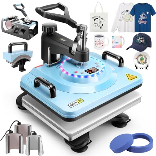 AKEYDIY Heat Press,15"x12" 8 in 1 Industrial Tshirt Press Machine,Swing Away Heat Press Machine for T Shirts Digital Precise LCD Control Heat Transfer Sublimation Machine for Shirts/Mug/Cap/Plate/DIY