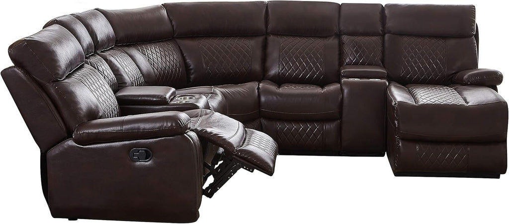 L-Shape PU Leather Reclining Sectional with Cup Holders and Storage P479