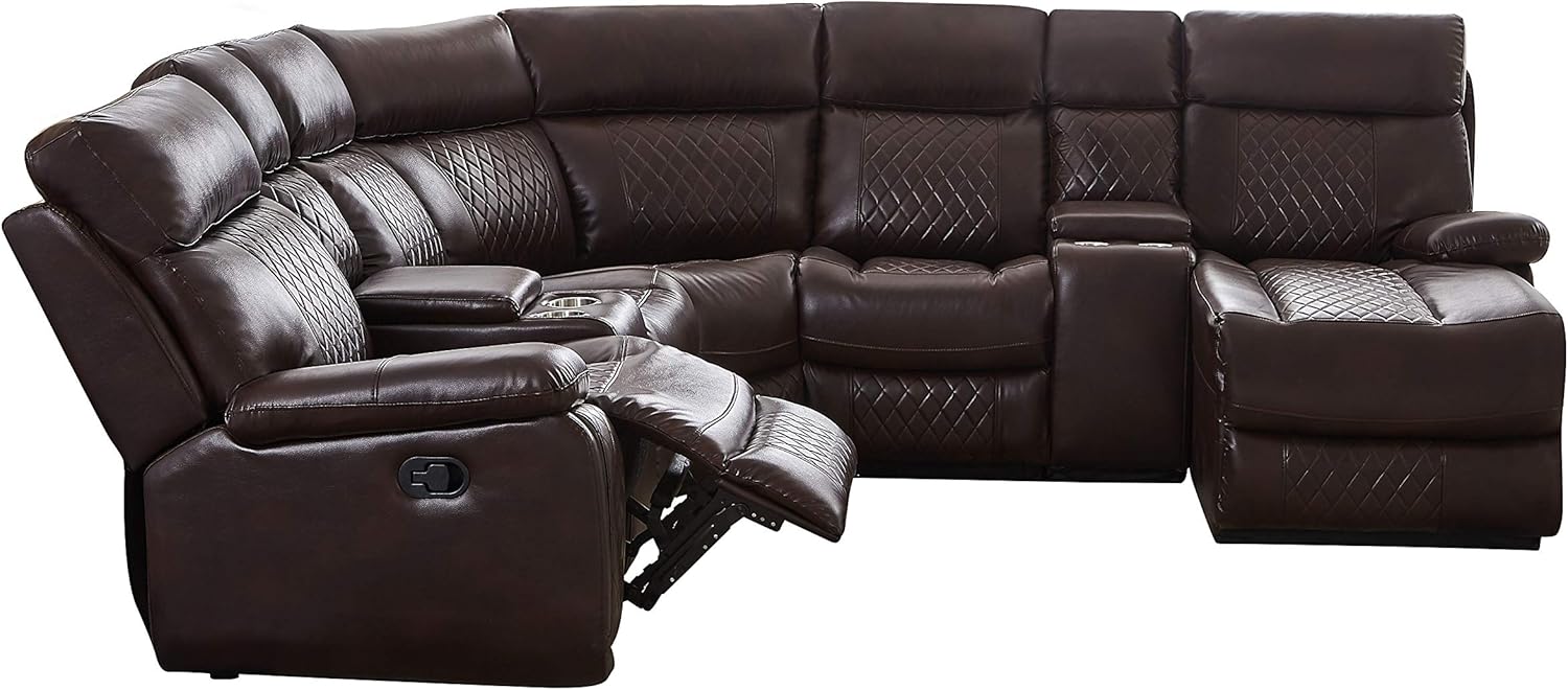L-Shape PU Leather Reclining Sectional with Cup Holders and Storage P479