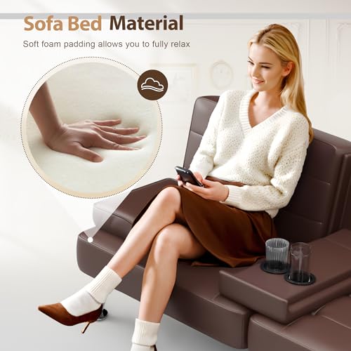 Sofa Bed Reversible Convertible Sleeper with Storage Chaise, Linen Fabric, Dark Gray E945