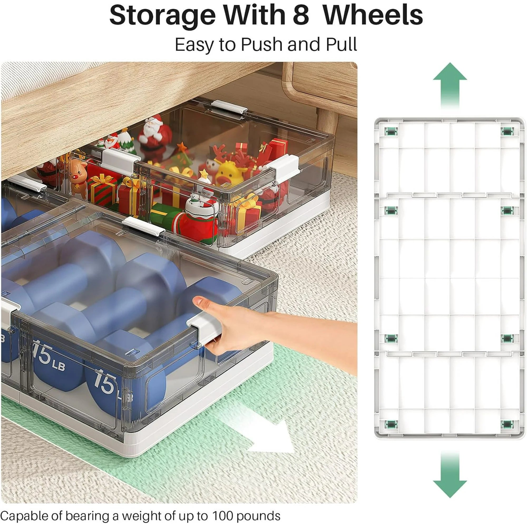 Under Bed Storage Containers with Wheels, Foldable, 2 Pack C17089