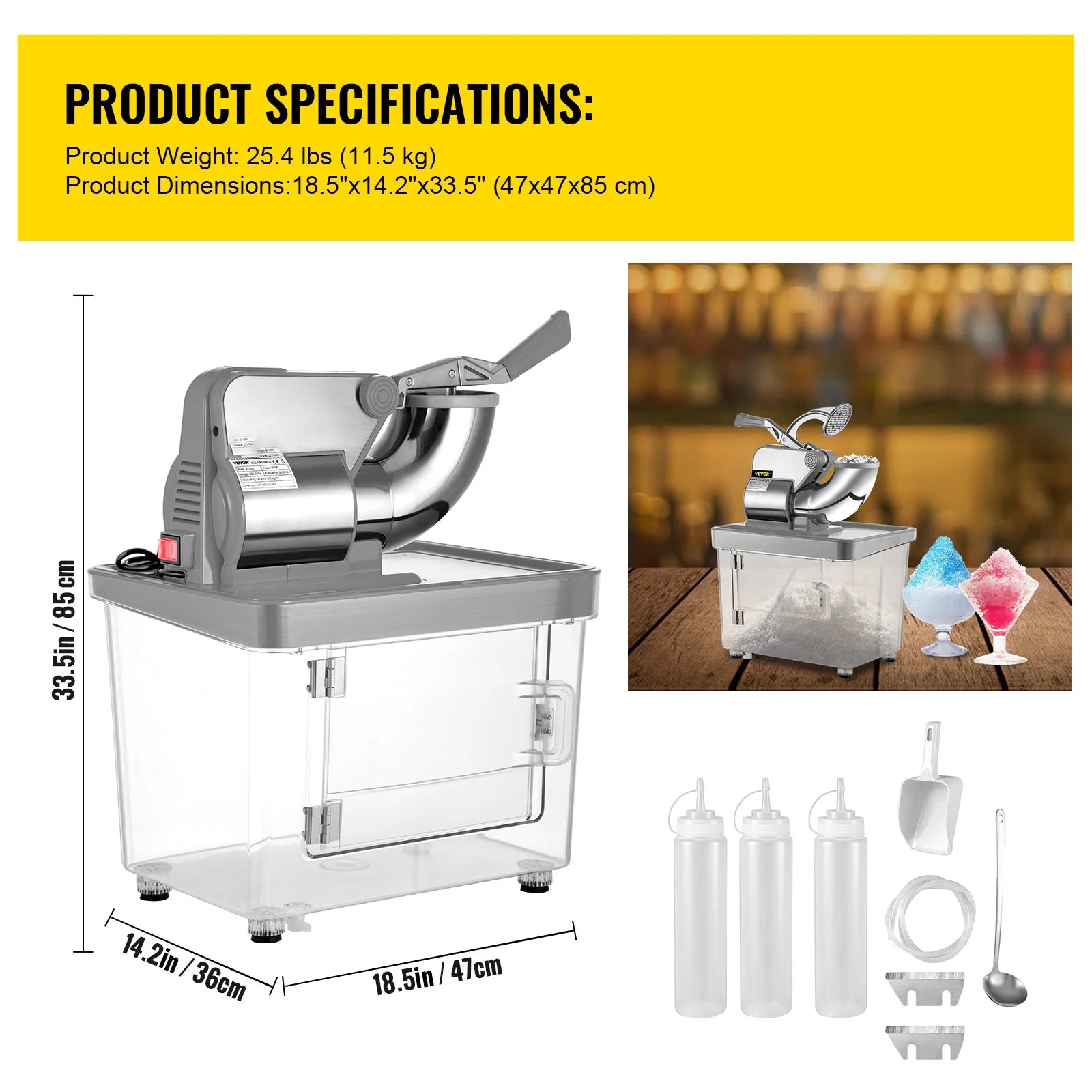 Commercial Ice Crusher, Snow Cone Machine 180 kg/H O9254