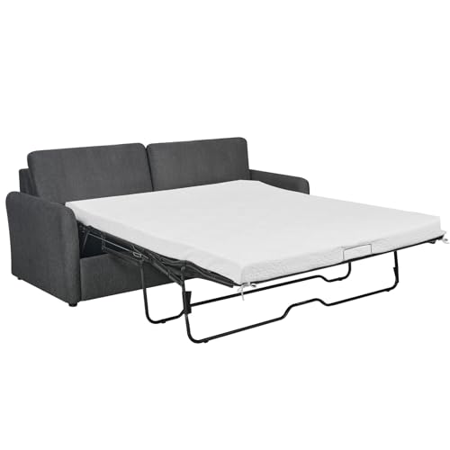 Sleeper Sofa Couch with Pullout Bed, Convertible Queen Size, Dark Grey H2839