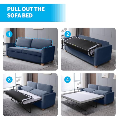 Sleeper Sofa Couch with Pullout Bed and Foam Mattress C636