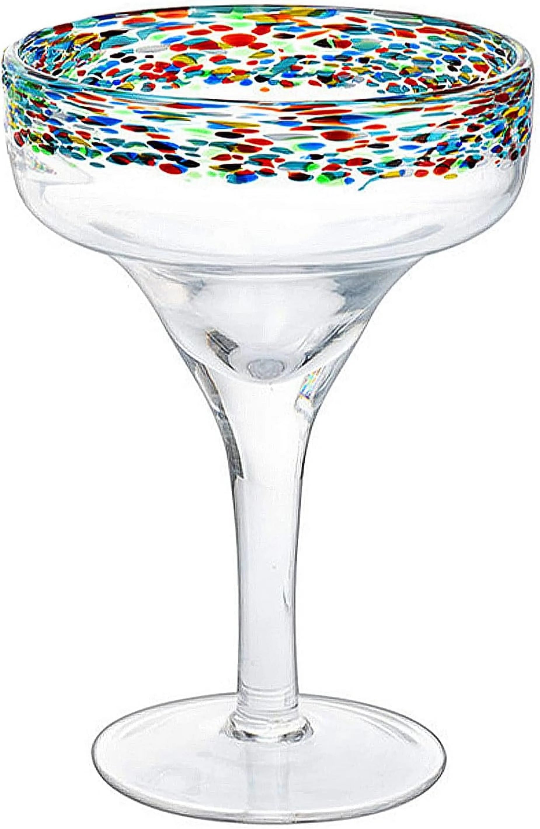 Mexican Margarita Glasses Set of 4, 16oz, Confetti Rim, Dishwasher Safe X1253
