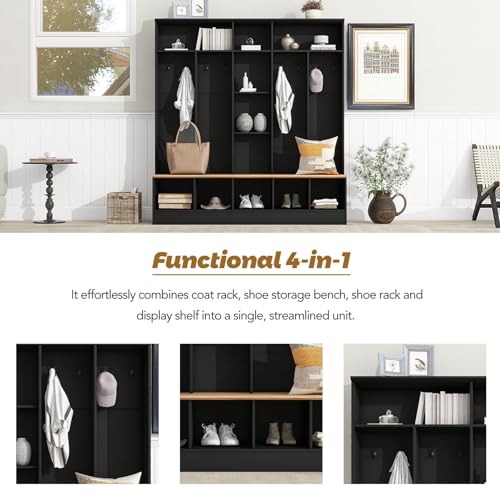 Hall Tree with Shoe Storage Bench and Coat Rack A444236
