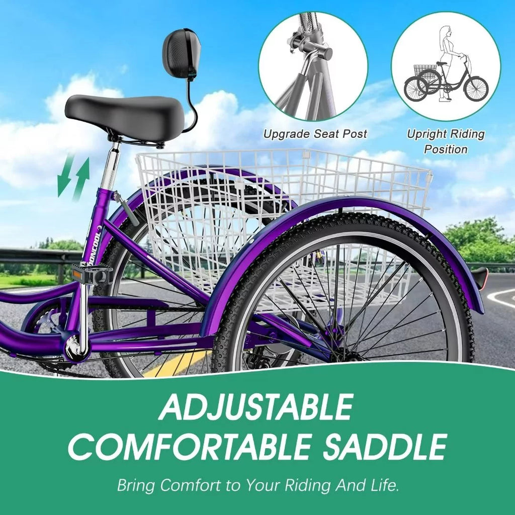 Adult Electric Tricycle 500W 7-Speed with Removable Battery K6570