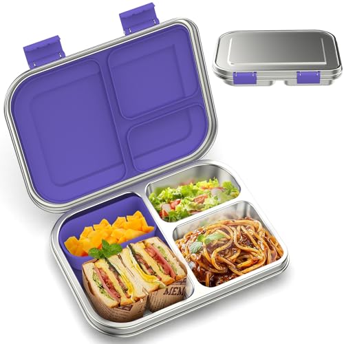 Stainless Steel Kids Bento Lunch Box, 3 Compartments, BPA-Free, Blue B157