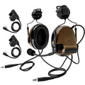Double Comta iii Tactical Headset ARC Helmet Rail Mount Civilian Version and PTT Adapter U94 PTT Compatible Kenwood Plug Walkie-Talkie