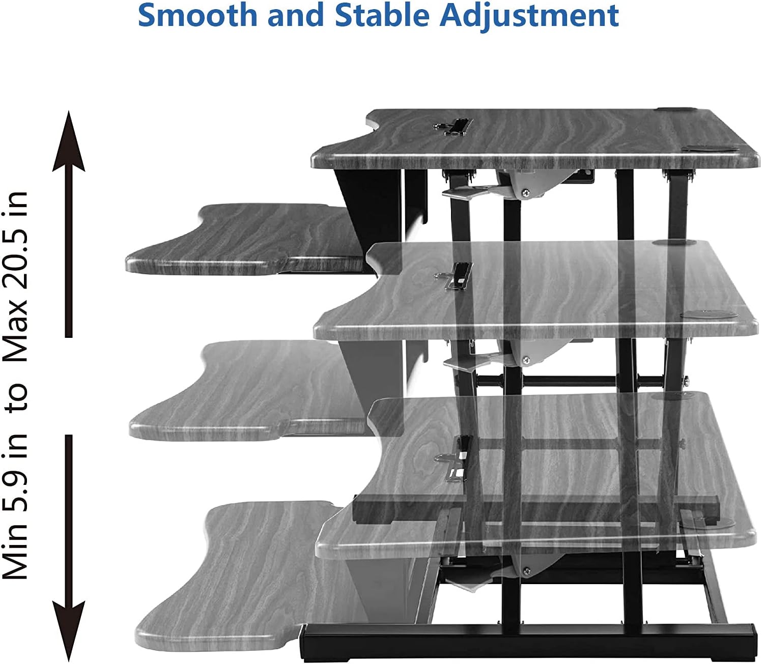 Adjustable Height Standing Desk Converter for Dual Monitor, Black K677268