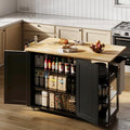 Gizoon Rolling Kitchen Island with Drop Leaf, 60.6" Width Wood Countertop, Kitchen Carts on Wheels with Large Storage Cabinet, Adjustable Shelf, Spice Towel Rack, Removable Tray, White
