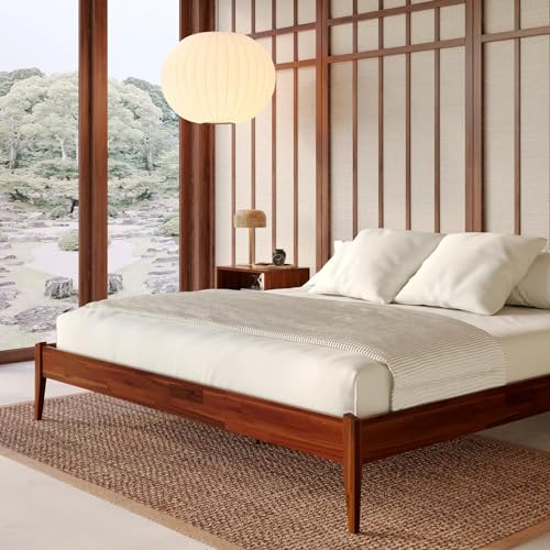Full Bed Frame with Acacia Wood, Dark Chocolate M358