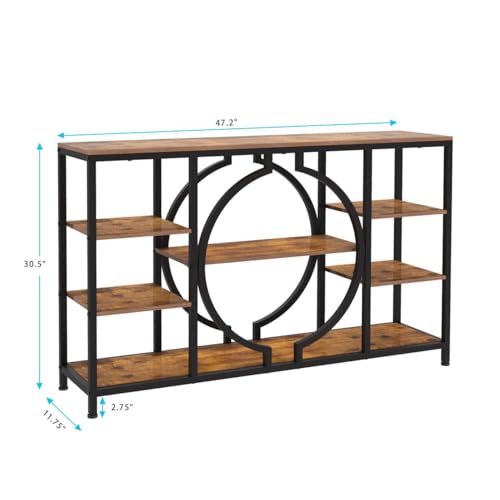 Industrial Console Table for Entryway Rustic Sofa Table with 4 Tier Wooden Shelves Q444063